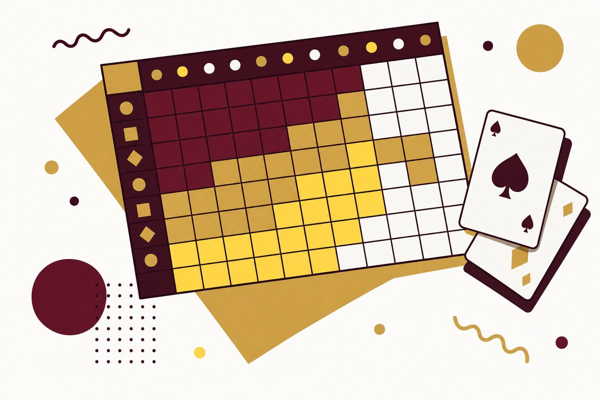 Blackjack-Strategie-Illustration im Memphis-Stil